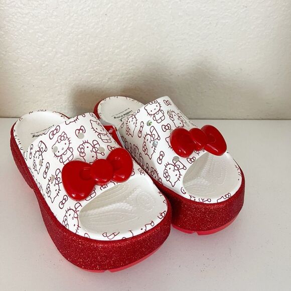 CROCS STOMP x HELLO KITTY platform SLIDE  adult size 8. 50th Anniversary NWT - Picture 8 of 14